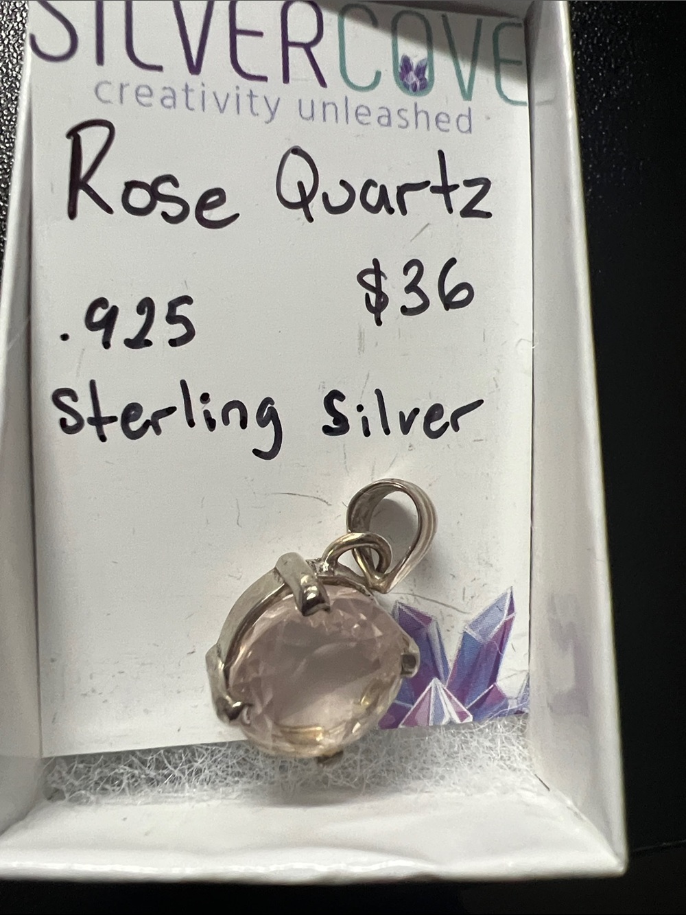 Rose Quartz Sterling Silver Pendant - Pale Pink